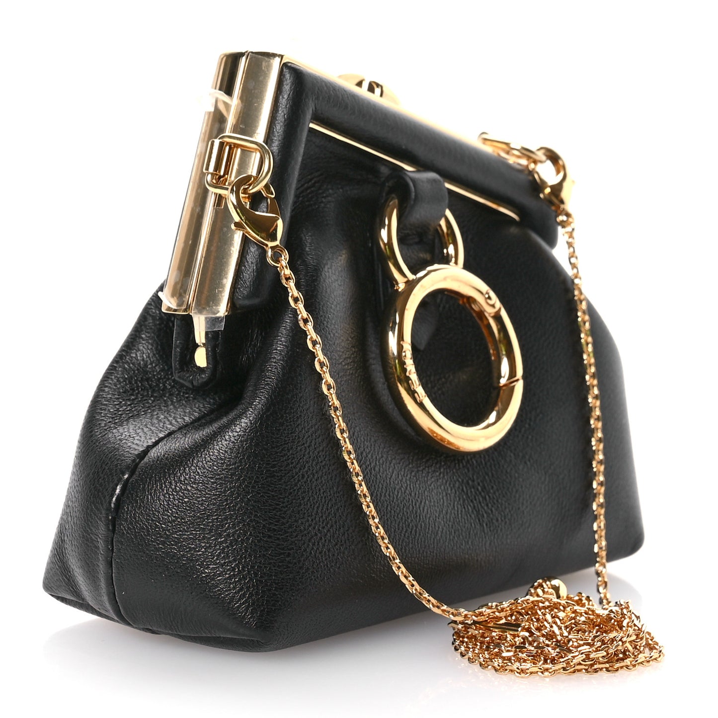 Shiny Nappa Nano Fendi First Bag Charm Black