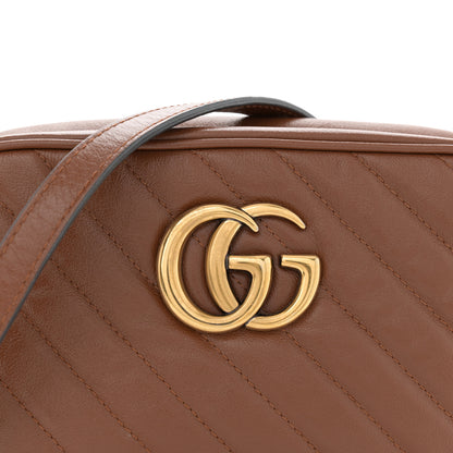 Gucci Glazed Calfskin Matelasse Diagonal Small GG Marmont Chain Shoulder Bag Cuir 8 of 12