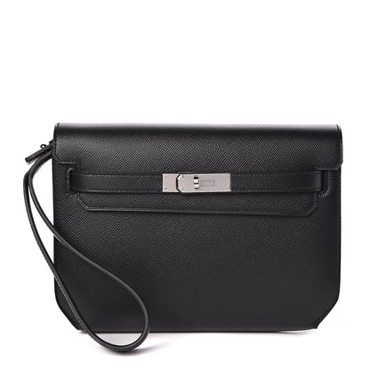 Hermes Epsom Kelly Depeches 25 Pouch Black 1 of 8
