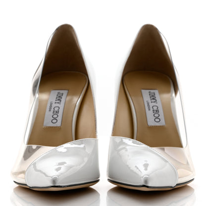 Jimmy Choo Patent Iridescent Plexi Cass 95 Pumps 39.5 Optical White 2 of 9