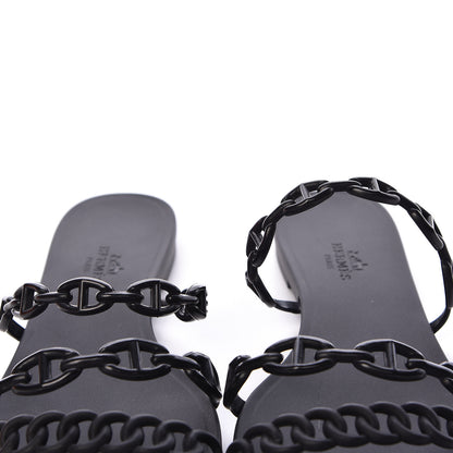 Hermes Rubber Chaine d'Ancre Rivage Sandals 37 Black 8 of 9
