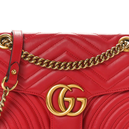 Gucci Calfskin Matelasse Small GG Marmont Shoulder Bag Hibiscus Red 8 of 11