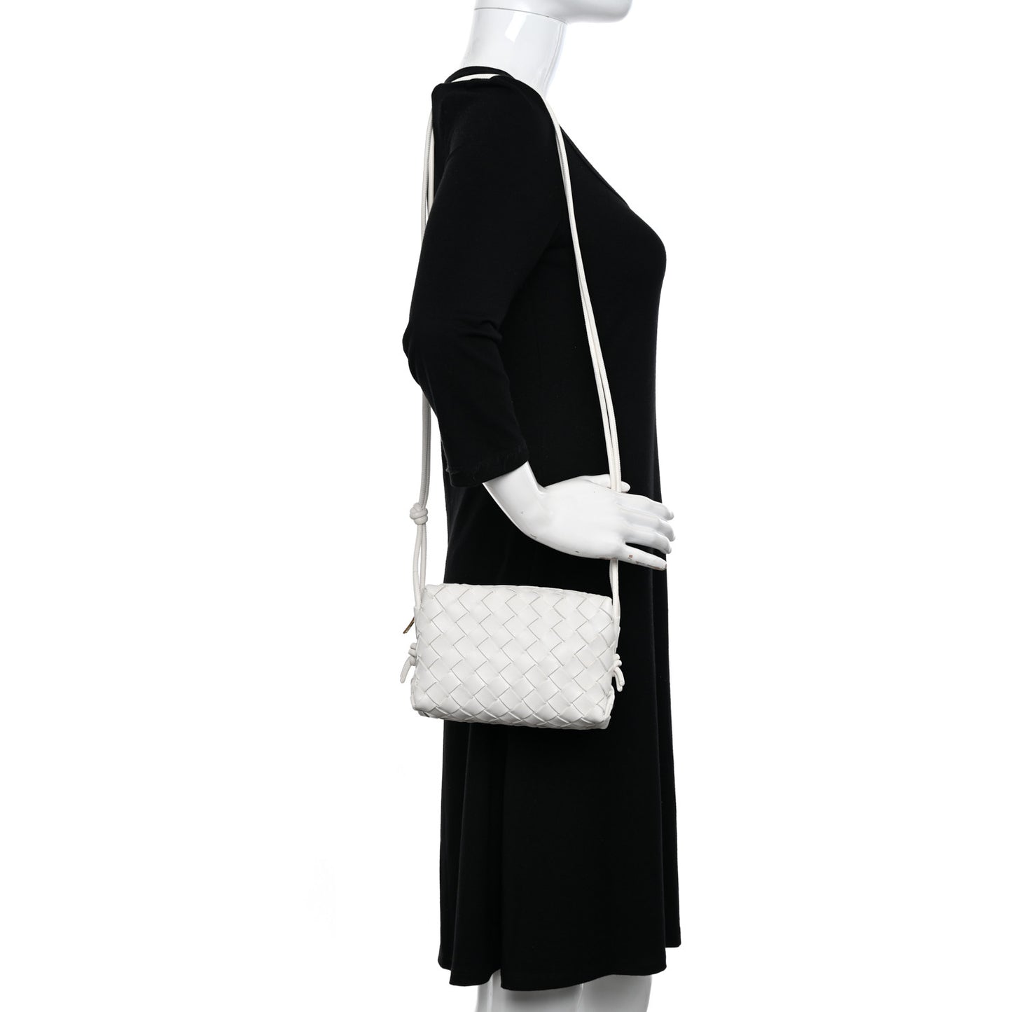 Nappa Intrecciato Mini Loop Camera Bag White