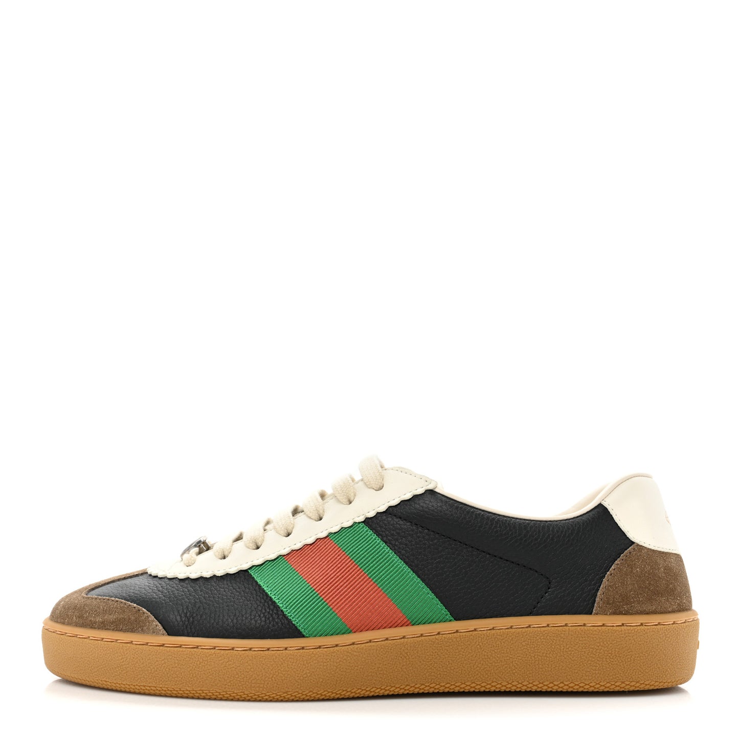 Calfskin Suede Web Mens G74 Sneakers 8.5 Ardesia Black New Mystic White