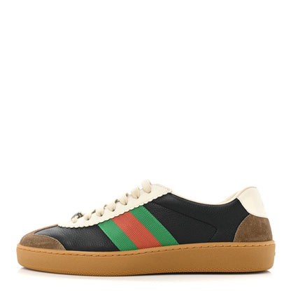Gucci Calfskin Suede Web Mens G74 Sneakers 8.5 Ardesia Black New Mystic White 1 of 10
