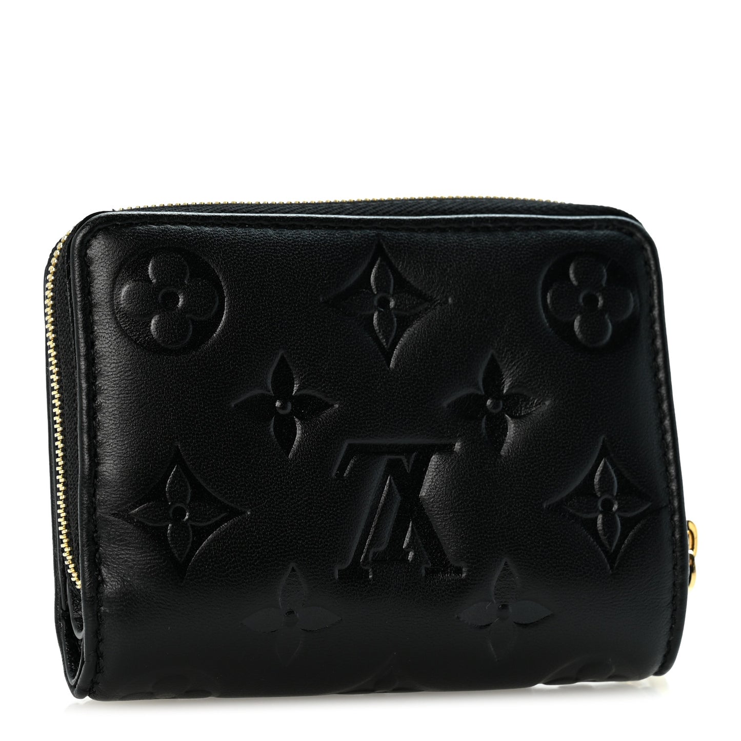 Lambskin Embossed Monogram Lou Coussin Wallet Black