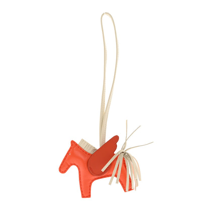 Hermes Milo Lambskin Grigri Rodeo Pegase Horse Bag Charm PM Orange Poppy Craie Terre Battue 1 of 5