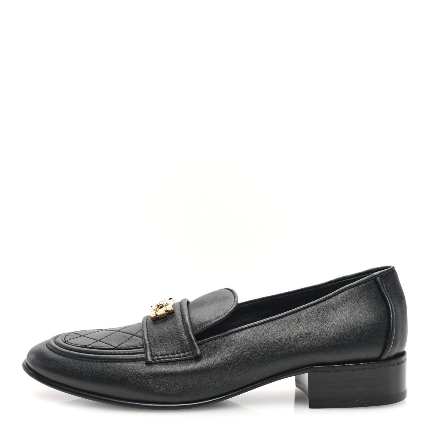Lambskin Quilted Boy Loafers 39.5 Black