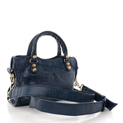 Balenciaga Agneau Giant 12 Gold Hardware Mini City Bleu Mineral 4 of 14