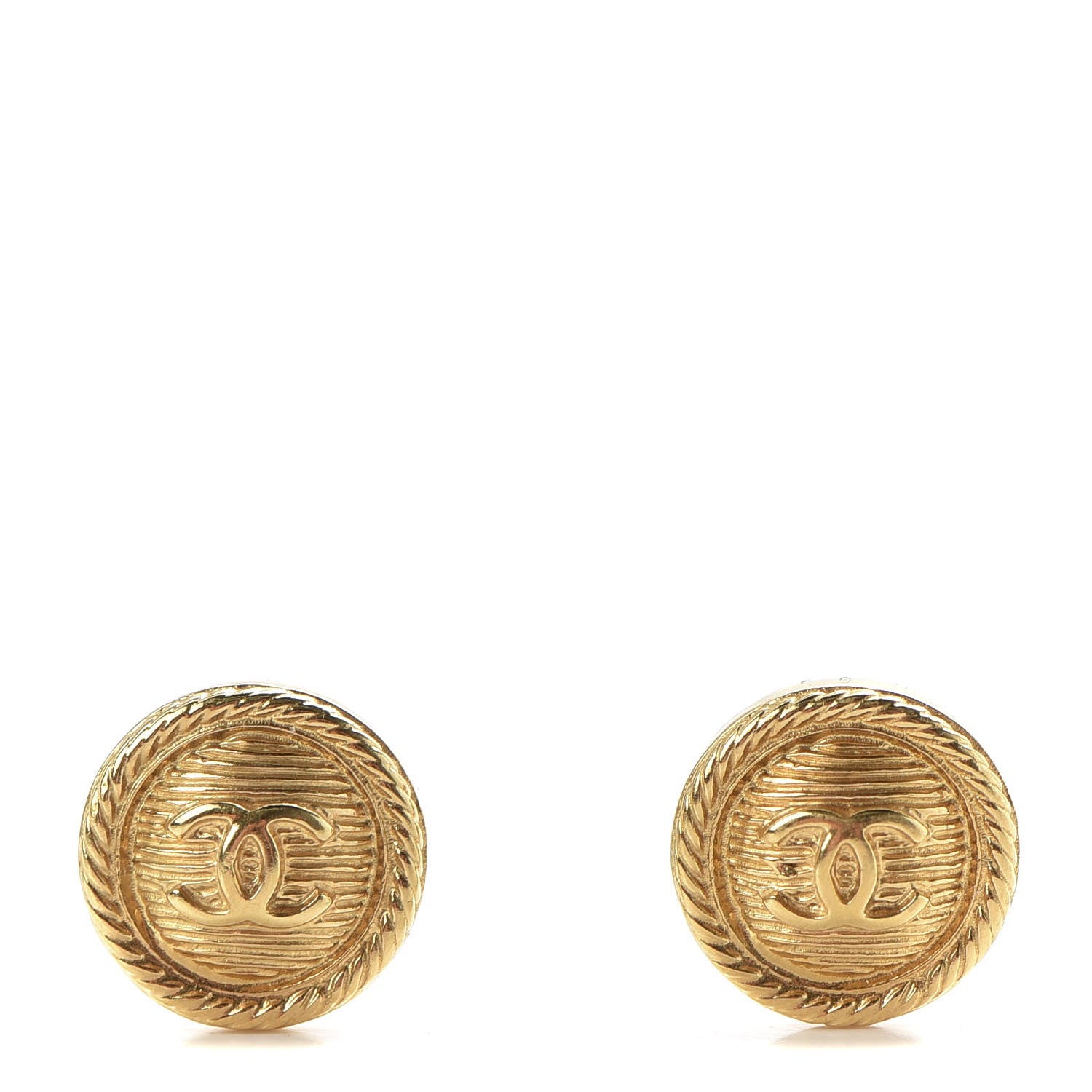 Chanel CC Button Earrings Gold 1 of 5