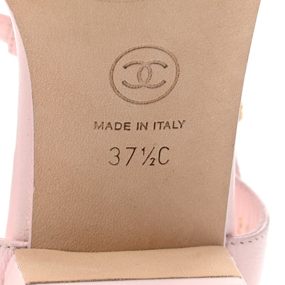Chanel Lambskin Chain CC Logo Thong Sandals 37.5 Light Pink 6 of 10