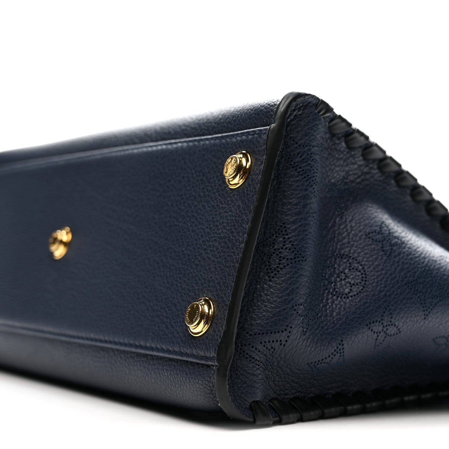 Louis Vuitton Calfskin Mahina Braided On My Side MM Navy Blue 9 of 11