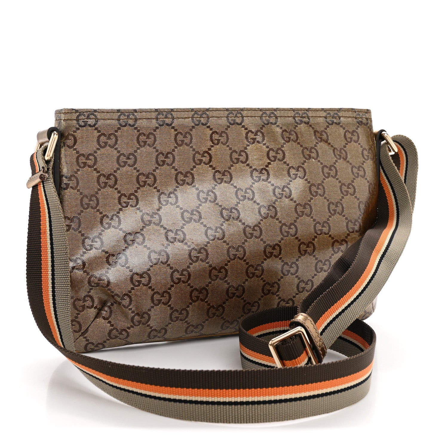 Gucci Crystal Monogram Web Small Flat Messenger Crossbody Bronze 3 of 11