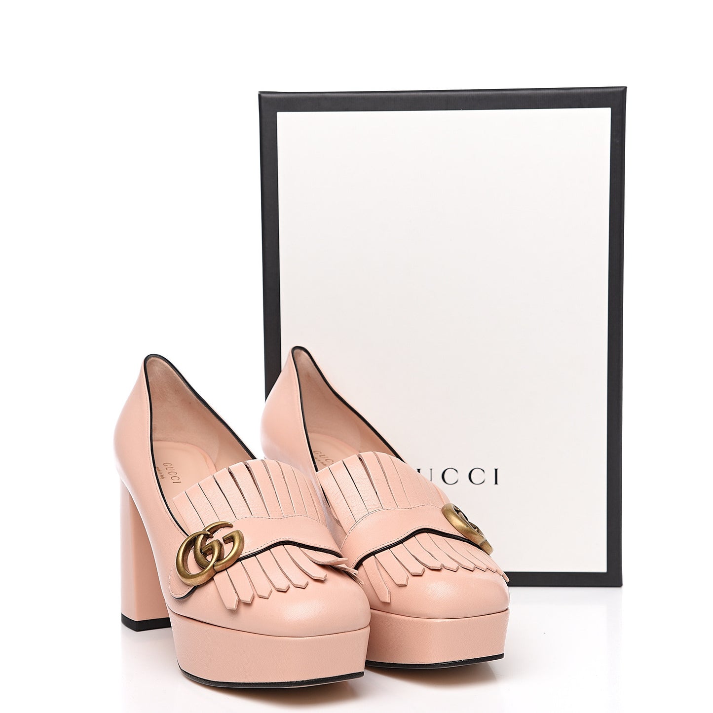 Malaga Kid GG Marmont Fringe Platform Loafer Pumps 40 Perfect Pink