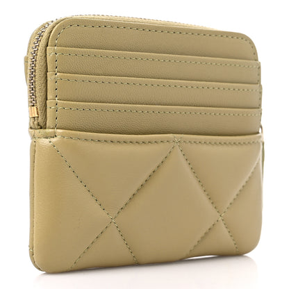 Chanel Lambskin Quilted Chanel 19 Zip Card Holder Wallet Light Green 3 of 8