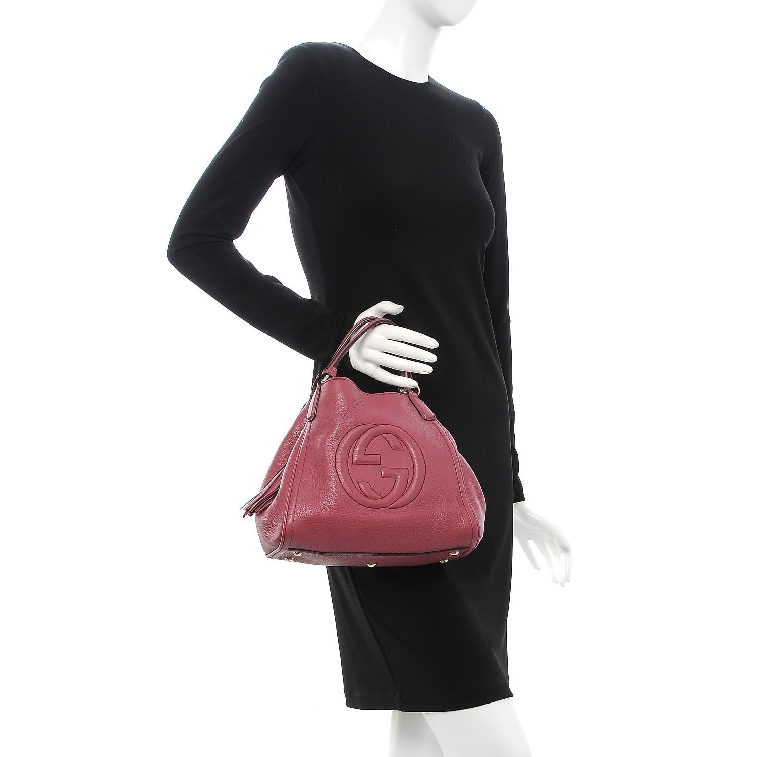 Gucci Pebbled Calfskin Small Soho Shoulder Bag Peonia Flower 3 of 9