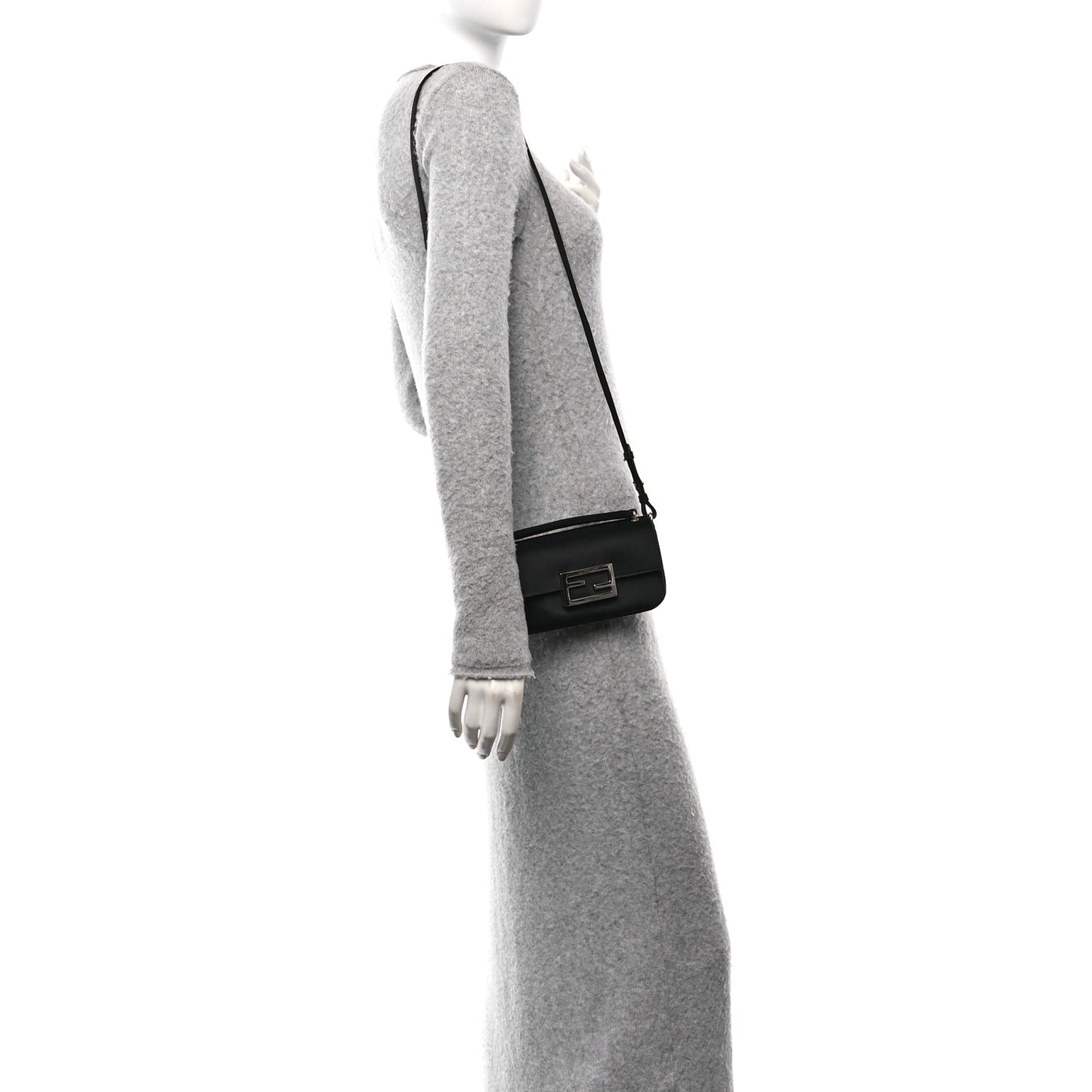 Silk Satin Phone Baguette Black