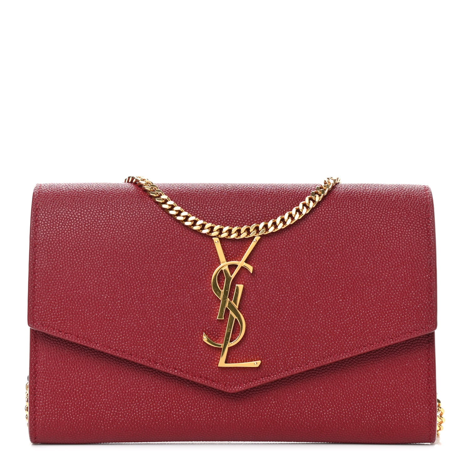 Saint Laurent Grain De Poudre Uptown Chain Wallet Red 3 of 11