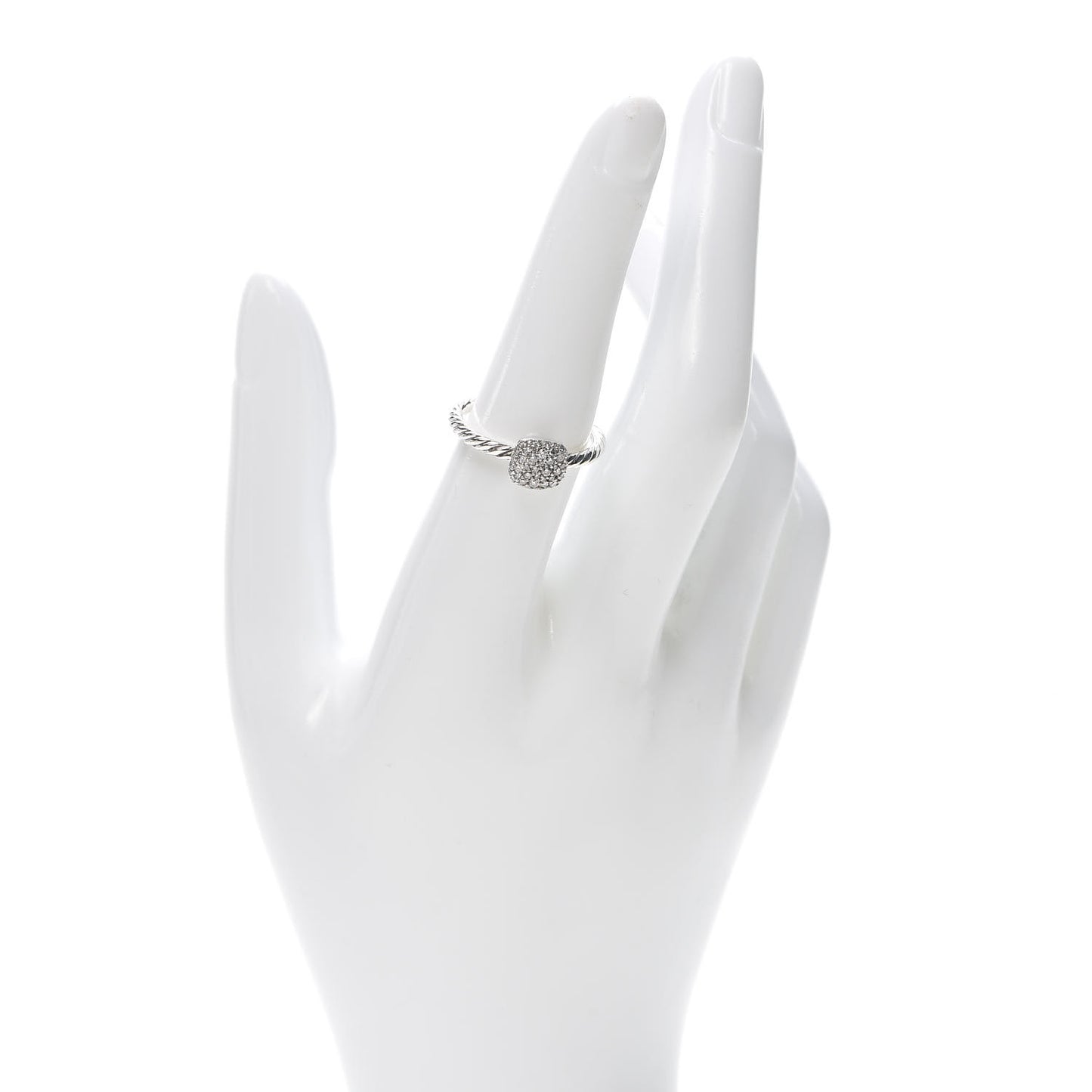 Sterling Silver Diamond 8mm Petite Pave Ring 54 6.75