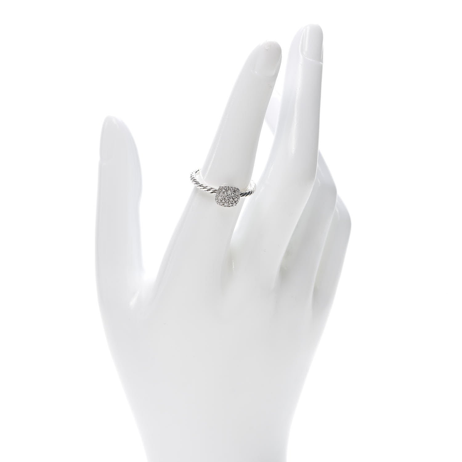David Yurman Sterling Silver Diamond 8mm Petite Pave Ring 54 6.75 2 of 5