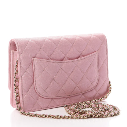 Chanel Iridescent Caviar Quilted Wallet on Chain WOC Rose Pink 3 of 12