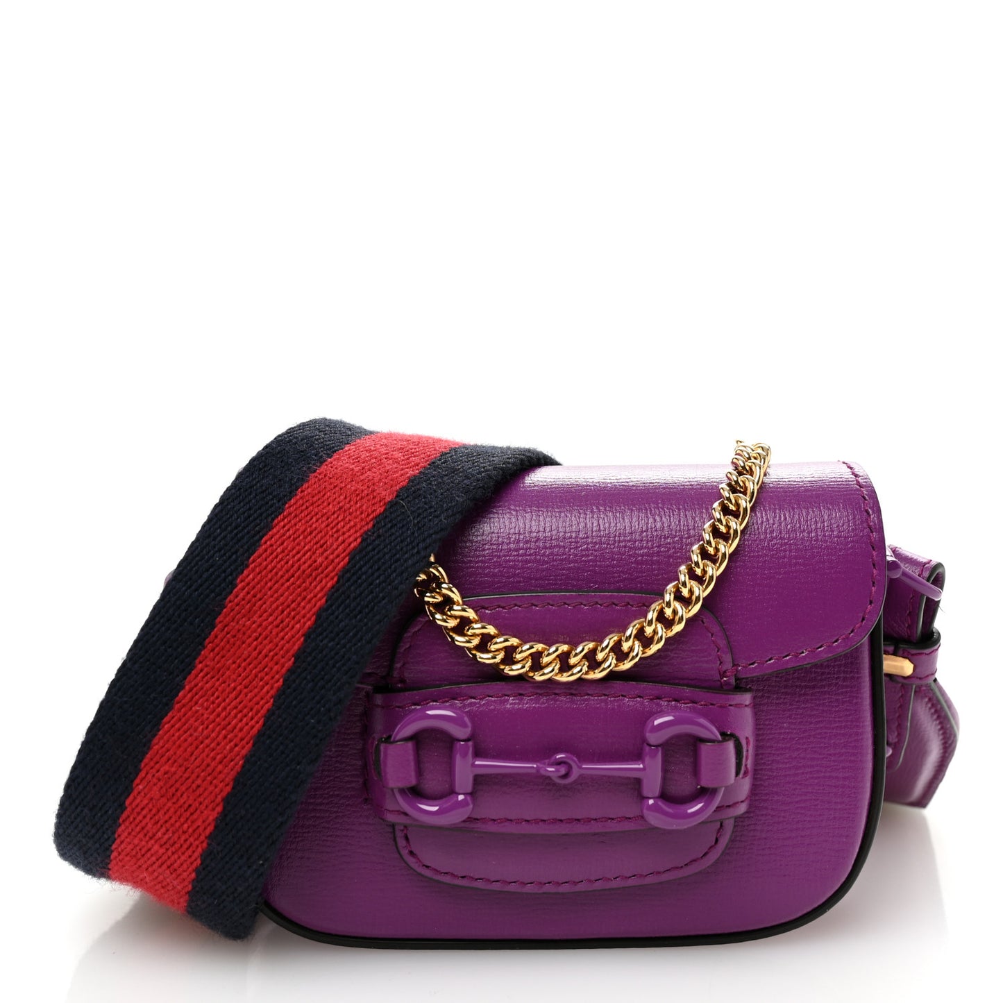Azalea Calfskin Web Monochrome Horsebit 1955 Wallet On Strap Purple