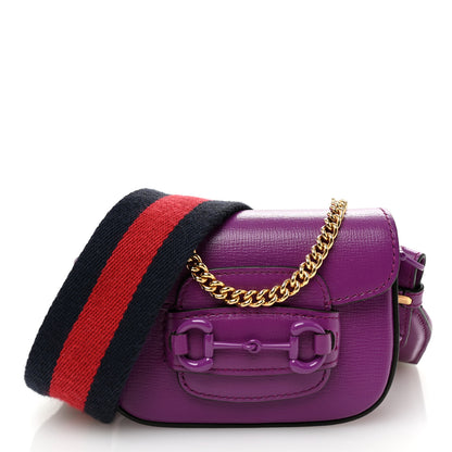 Gucci Azalea Calfskin Web Monochrome Horsebit 1955 Wallet On Strap Purple 1 of 10