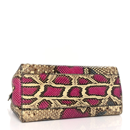 Fendi Snakeskin Mini Peekaboo Iconic Satchel Daisy Roccia Magenta 4 of 9