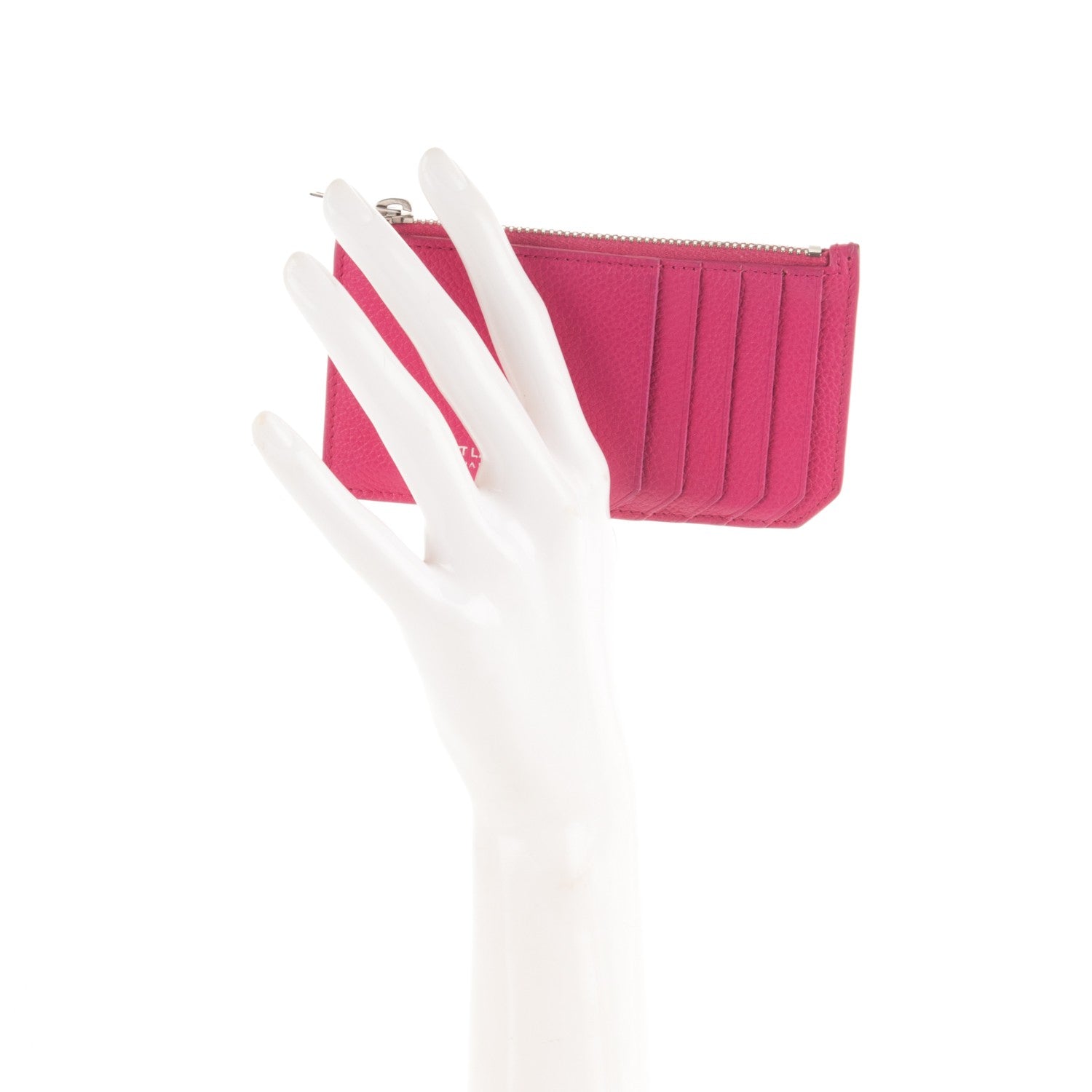 Saint Laurent Grained Calfskin 5 Fragments Zip Pouch Card Holder Lipstick Fuchsia 2 of 7