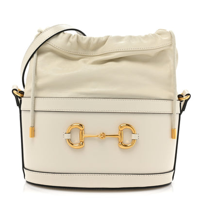 Gucci Azalea Sakai Calfskin Horsebit 1955 Drawstring Bucket Bag Mystic White 1 of 9