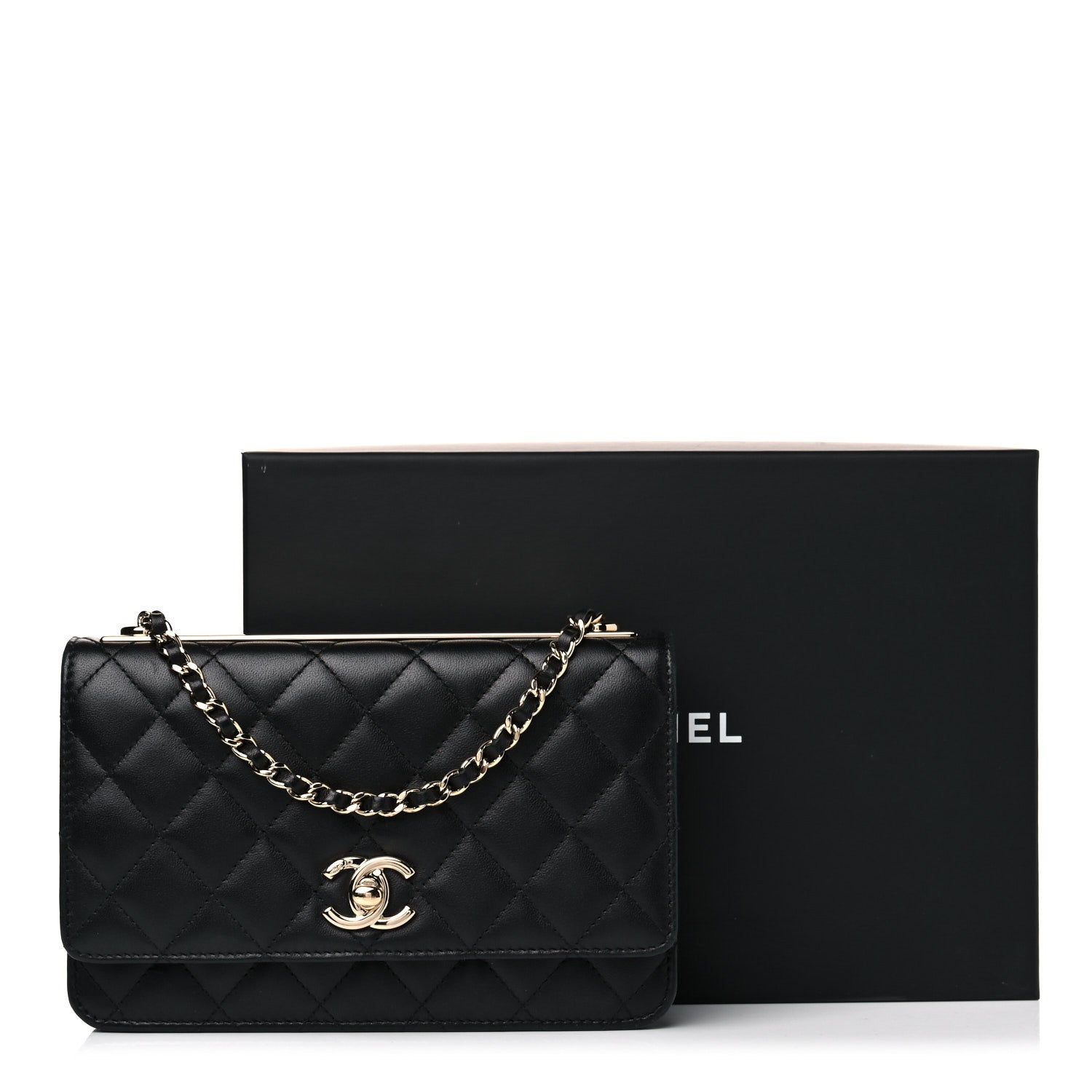 Chanel Lambskin Quilted Trendy CC Wallet On Chain WOC Black 16 of 16