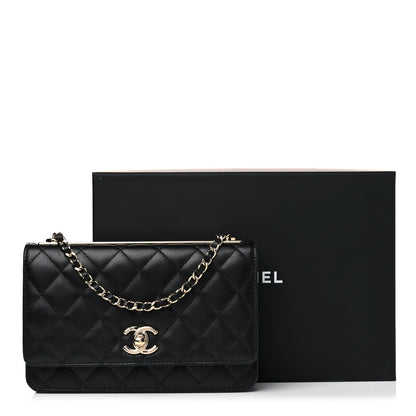 Chanel Lambskin Quilted Trendy CC Wallet On Chain WOC Black 16 of 16