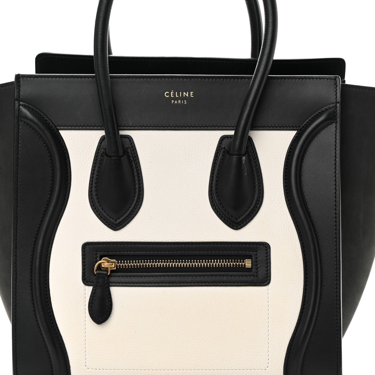 Celine Baby Grained Calfskin Tri-Color Micro Luggage White Liquorice 6 of 11