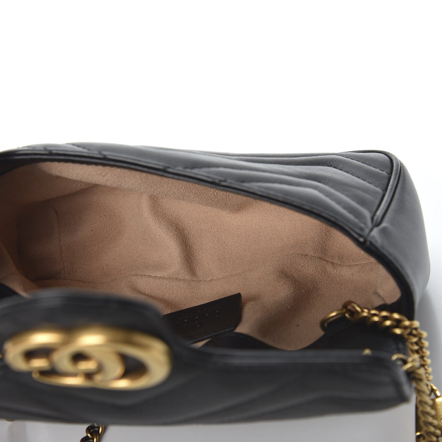 Calfskin Matelasse Super Mini GG Marmont Shoulder Bag Black