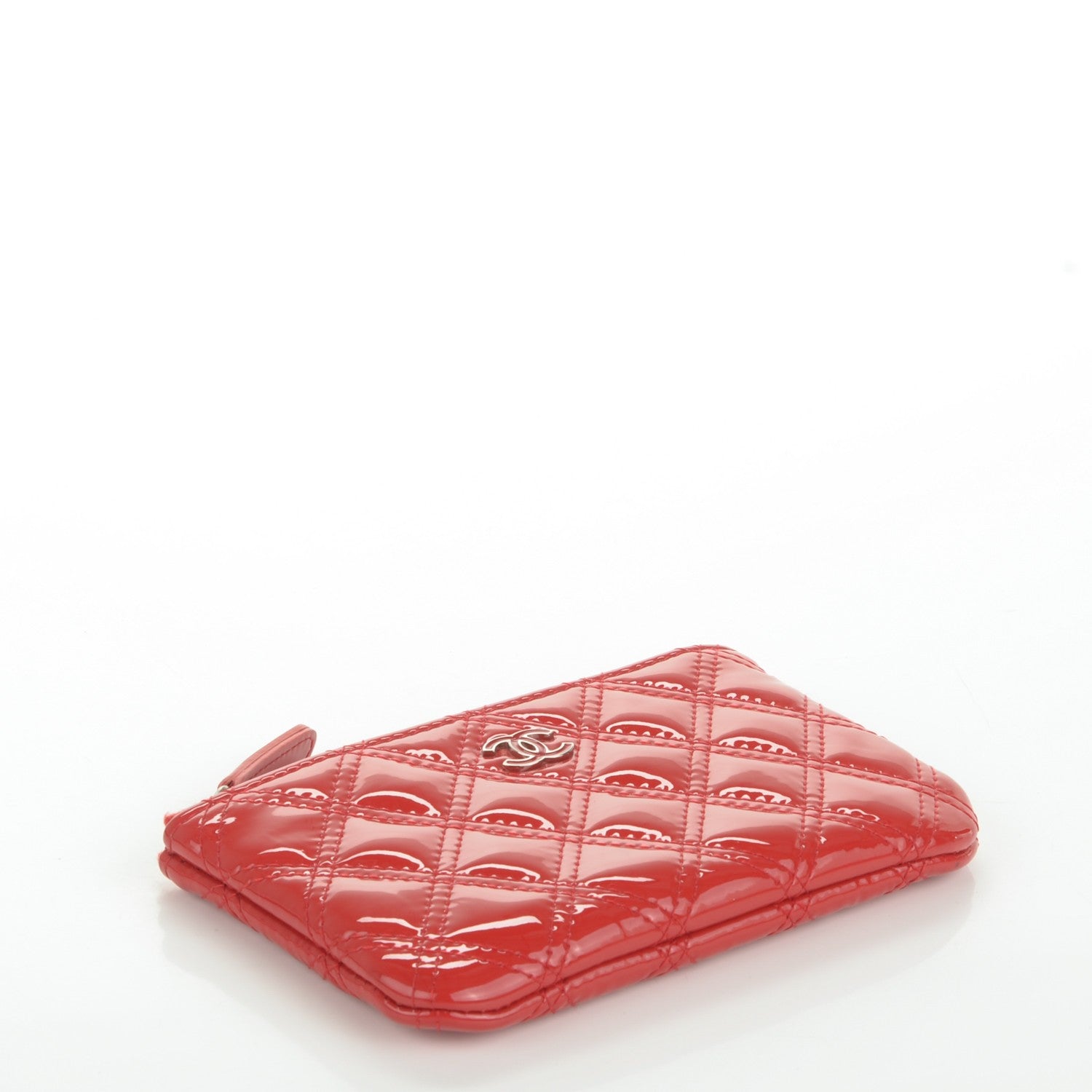Chanel Patent Quilted Small Cosmetic Case Red 4 of 8