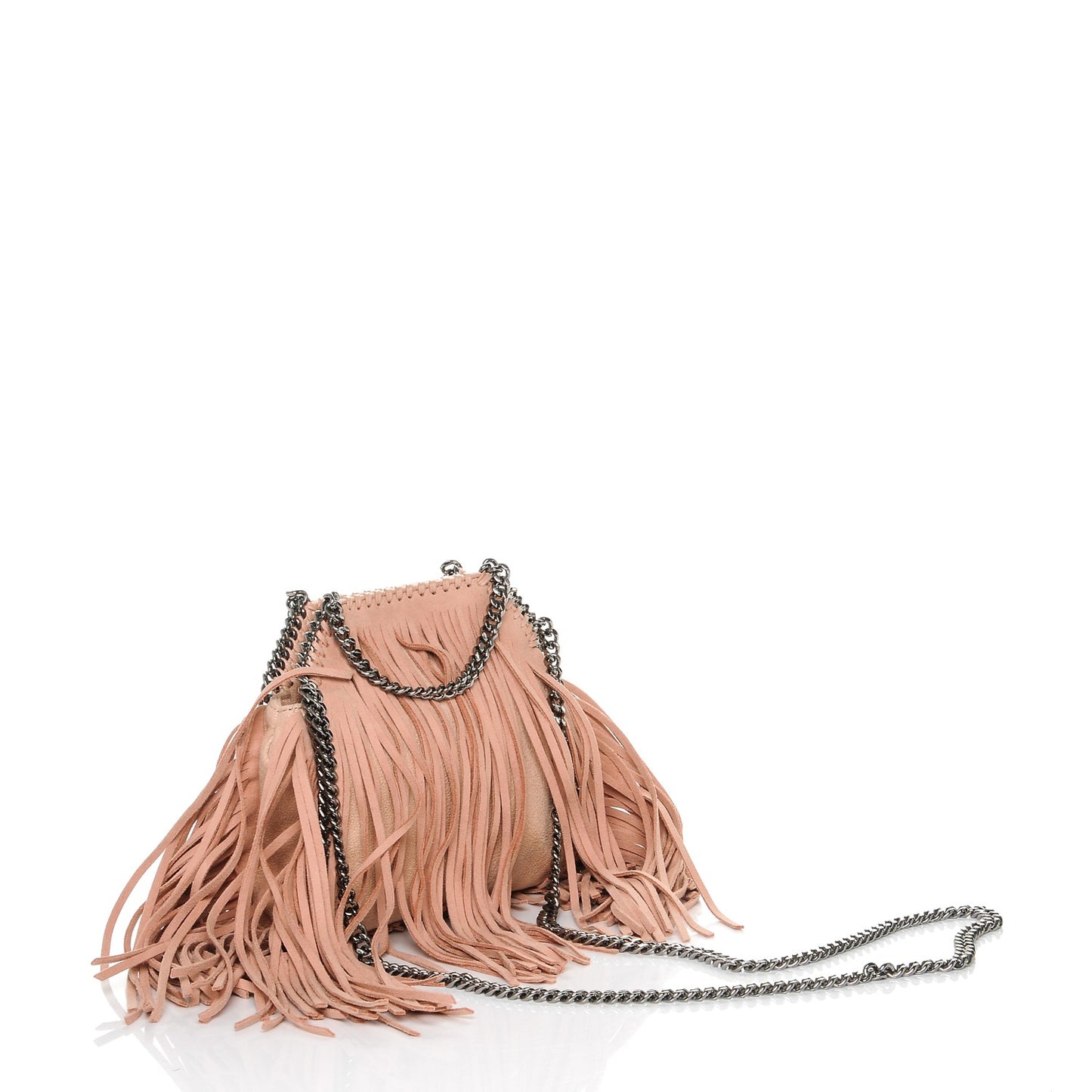 Shaggy Deer Fringe Tiny Falabella Tote Powder