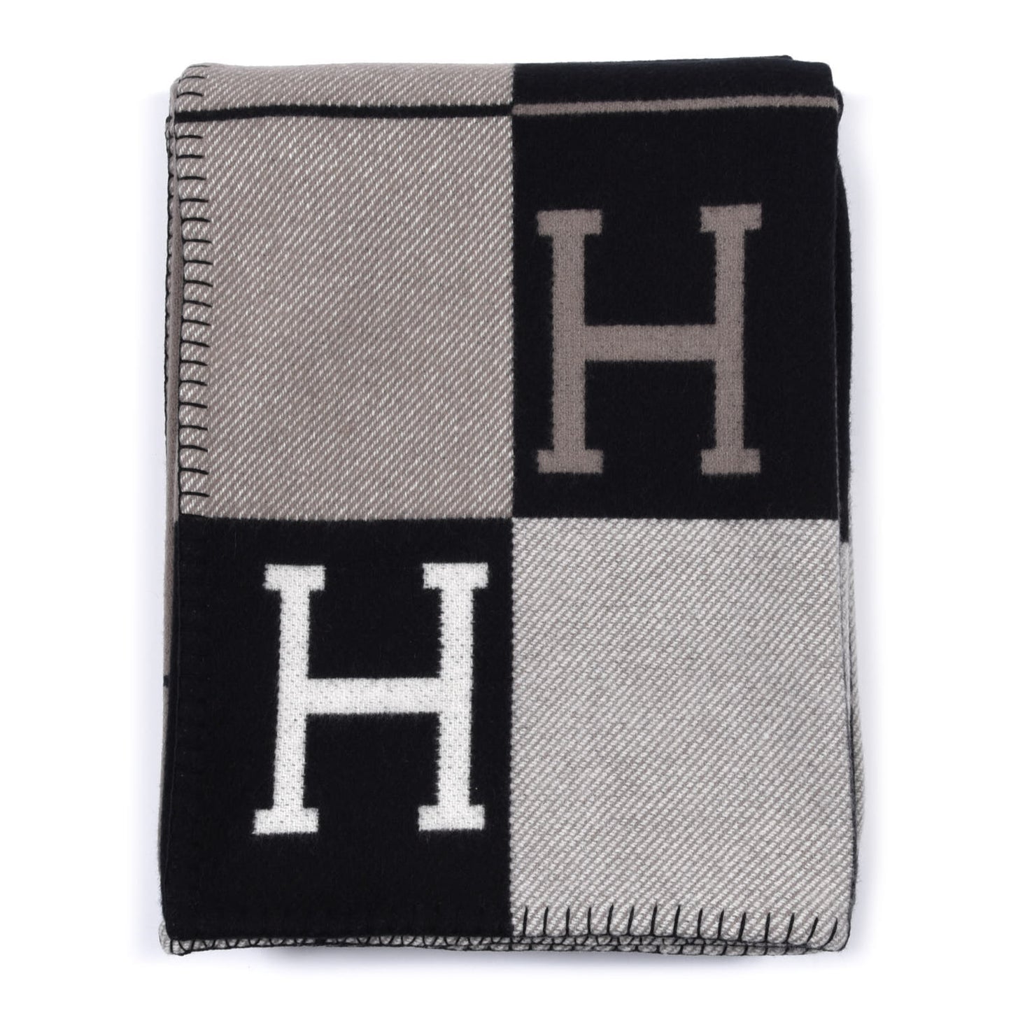 Wool Cashmere Avalon III Blanket Ecru Black