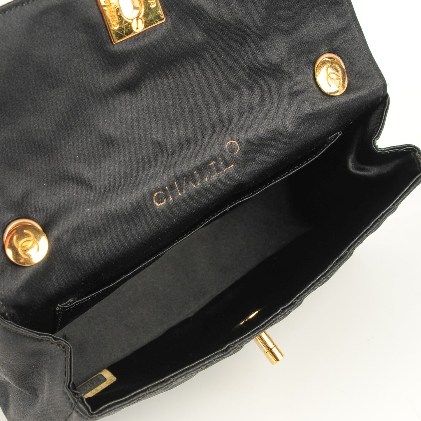 Satin Quilted Extra Mini Flap Black