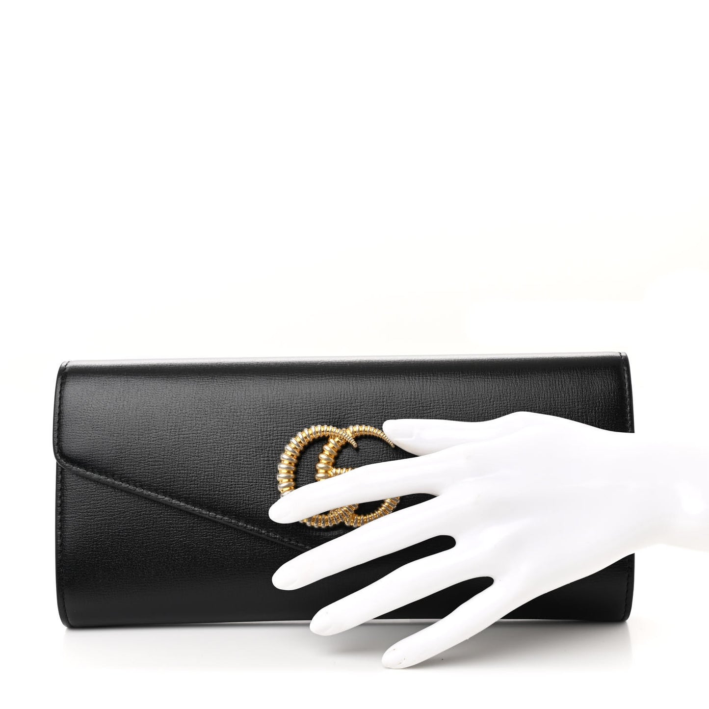 Textured Calfskin Torchon GG Broadway Envelope Clutch Black