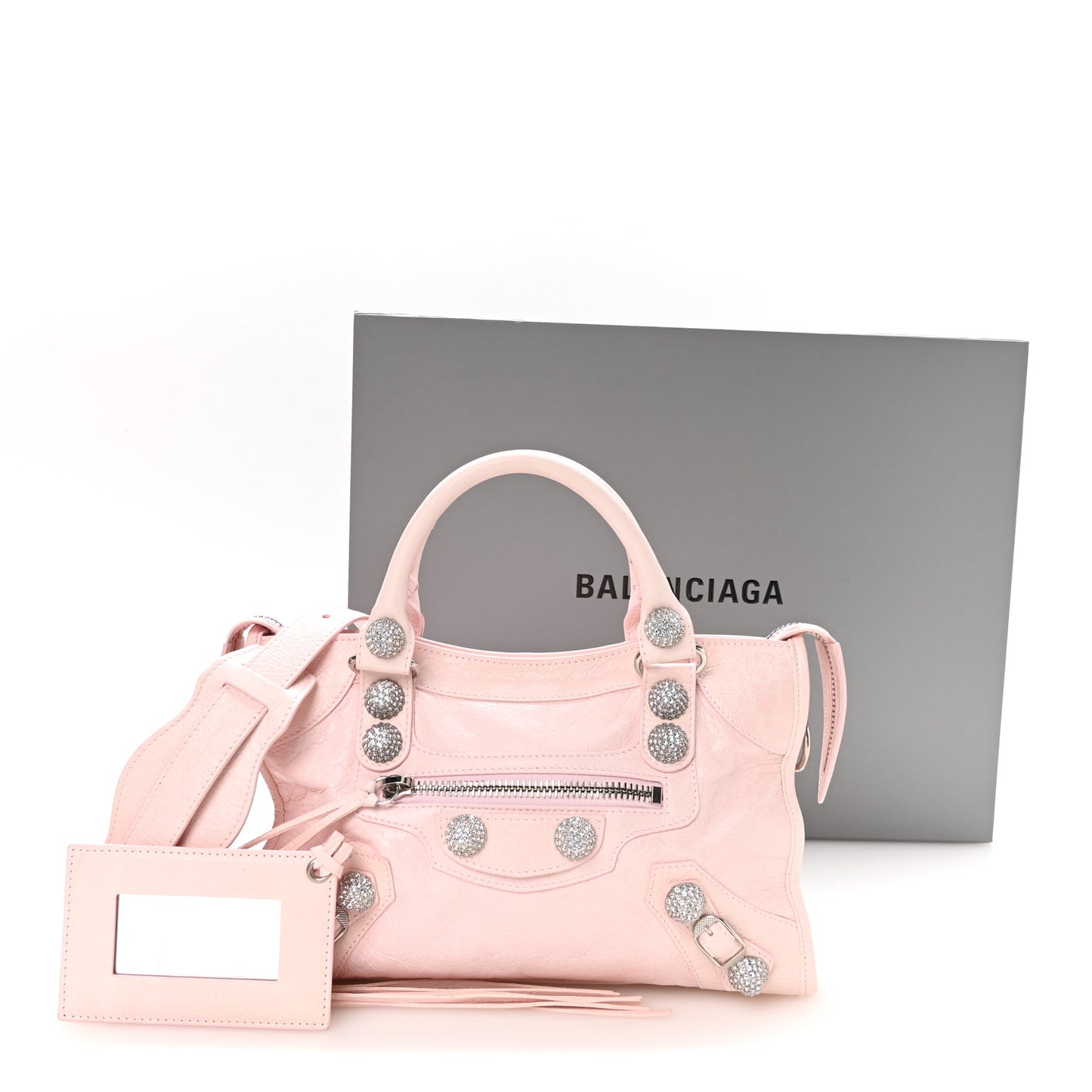 Agneau Arena Giant Rhinestone Hardware Small Le City Petal Pink
