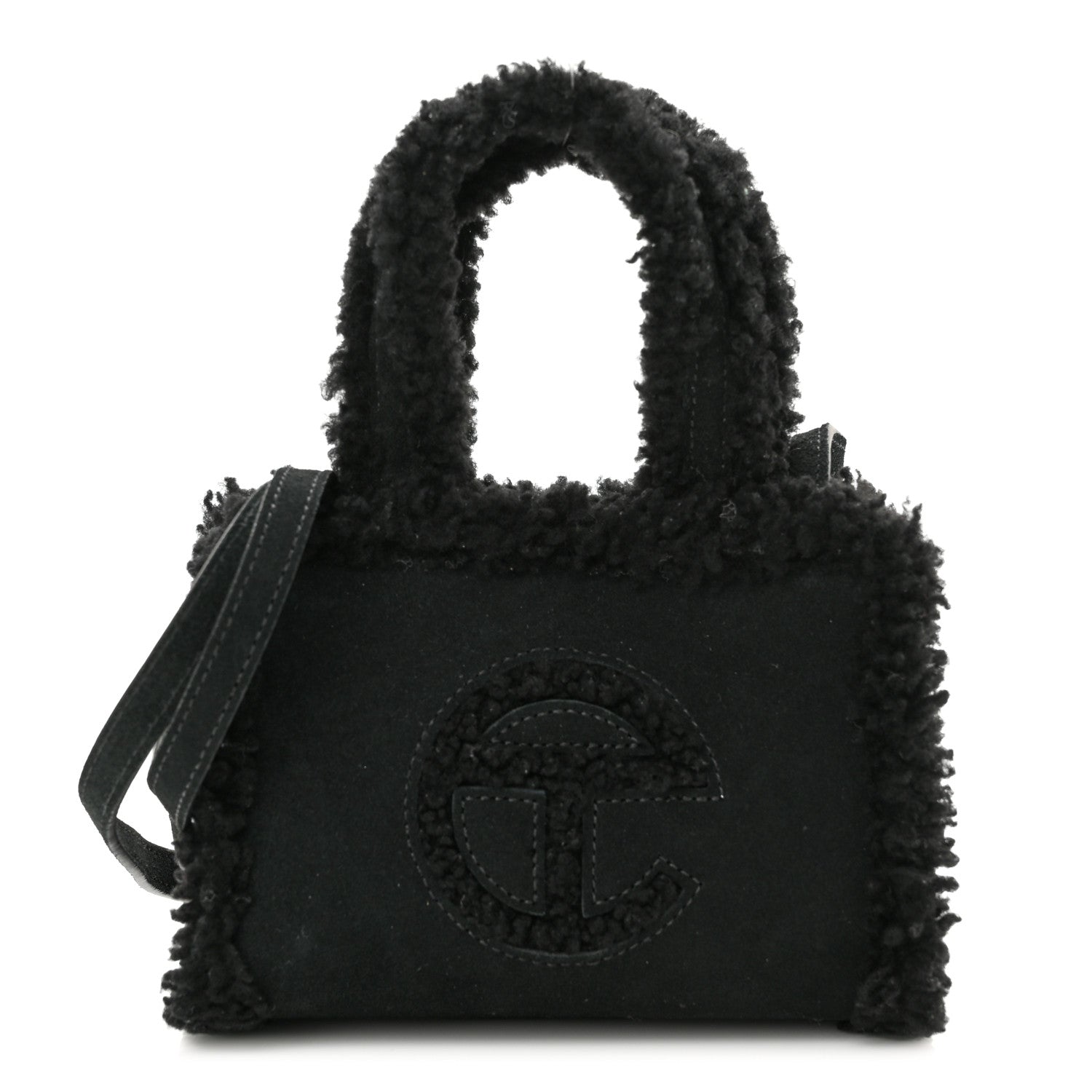 Telfar X UGG Suede Shearling Small Shopping Bag Black 1 of 12