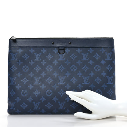 Louis Vuitton Monogram Shadow Discovery Pochette GM Blue 2 of 7