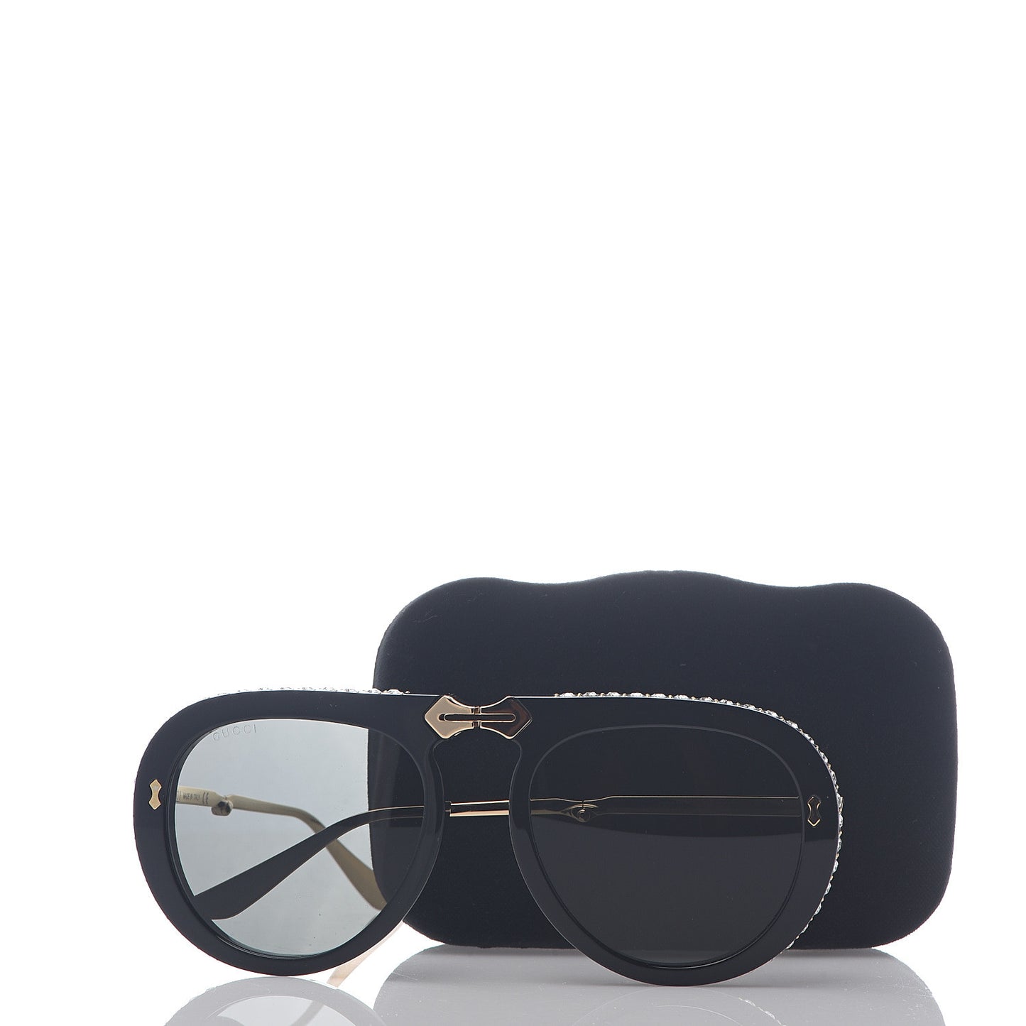 Acetate Crystal Foldable Aviator Sunglasses GG0307S Black