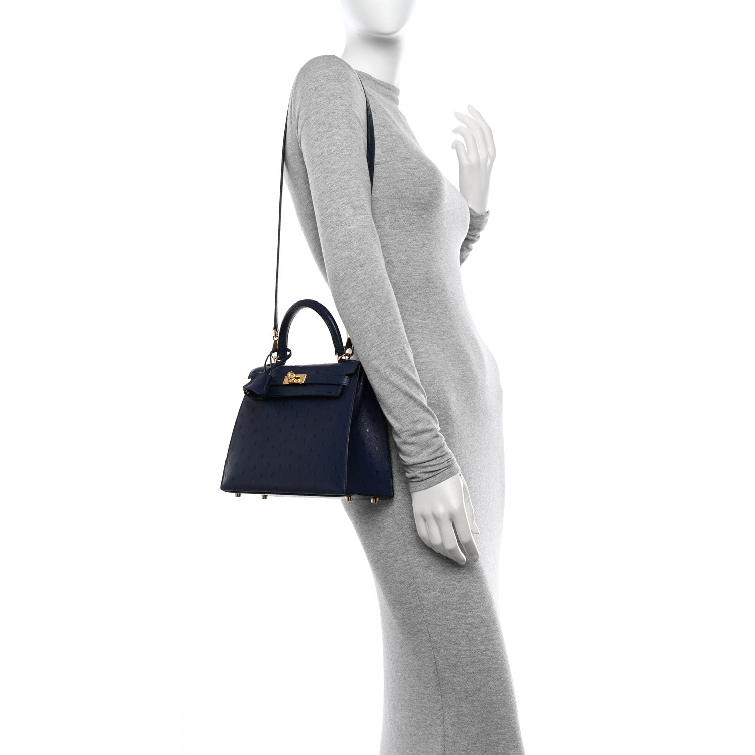 Hermes Ostrich Kelly Sellier 25 Bleu Iris 2 of 10