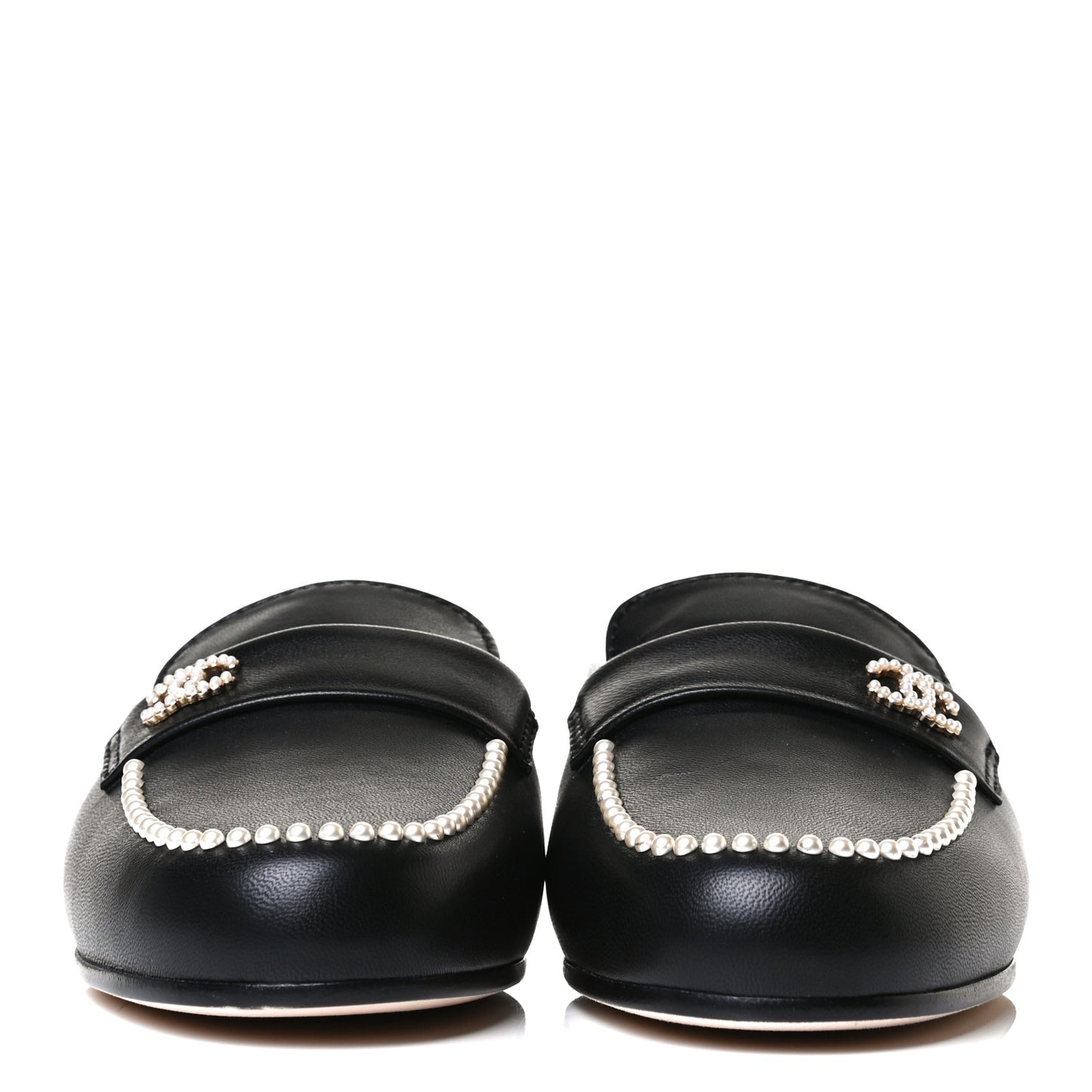 Lambskin Pearl CC Mules 36 Black
