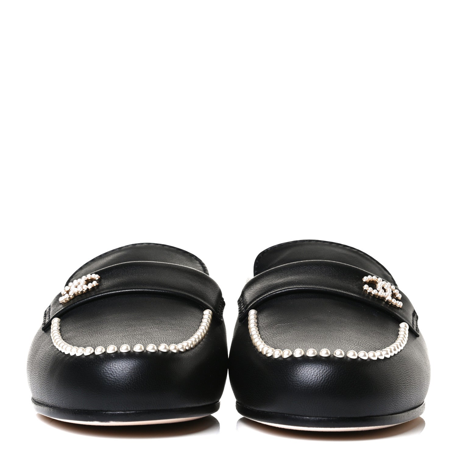 Chanel Lambskin Pearl CC Mules 36 Black 2 of 11