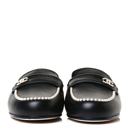 Chanel Lambskin Pearl CC Mules 36 Black 2 of 11