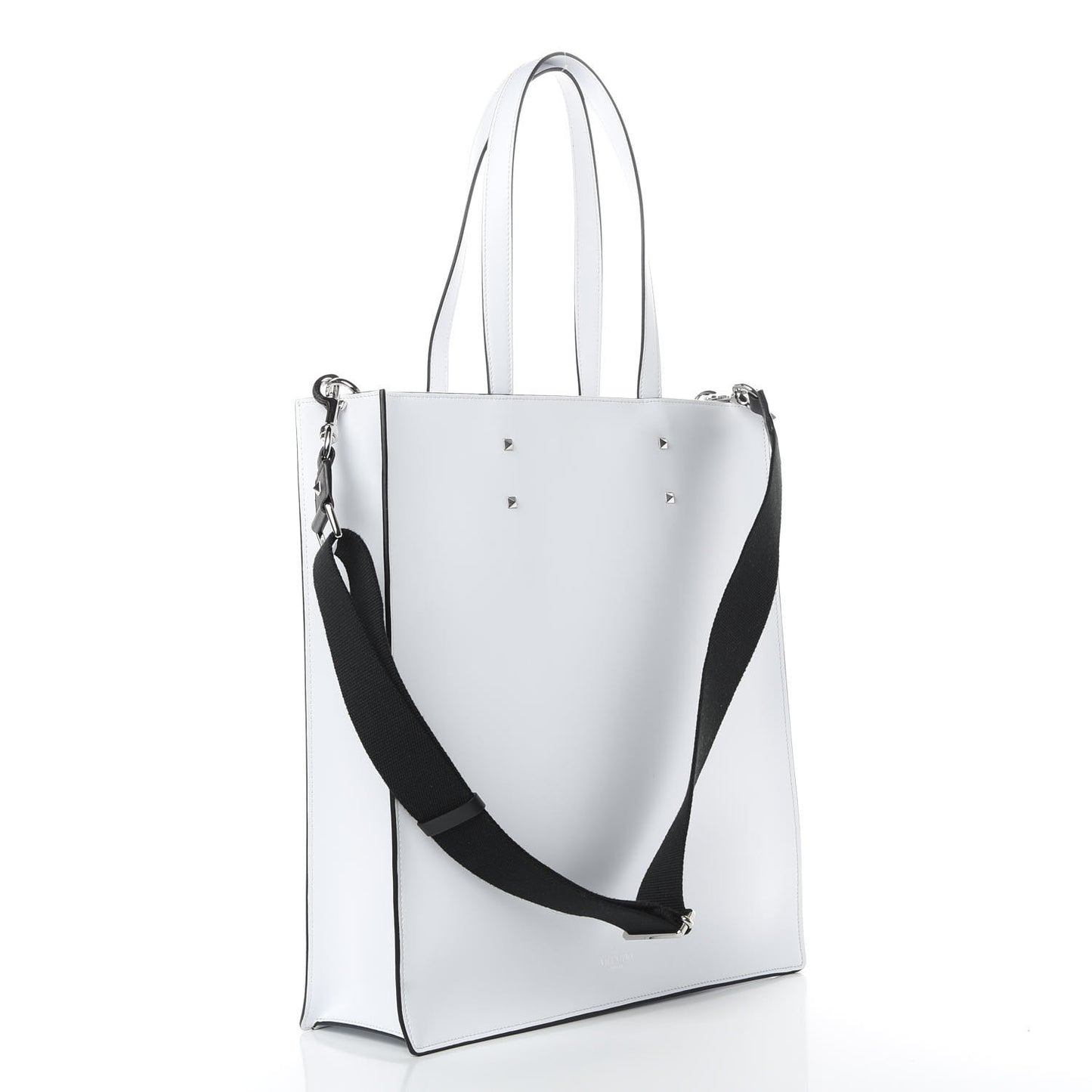 Printed Calfskin VLTN Tote Bag White