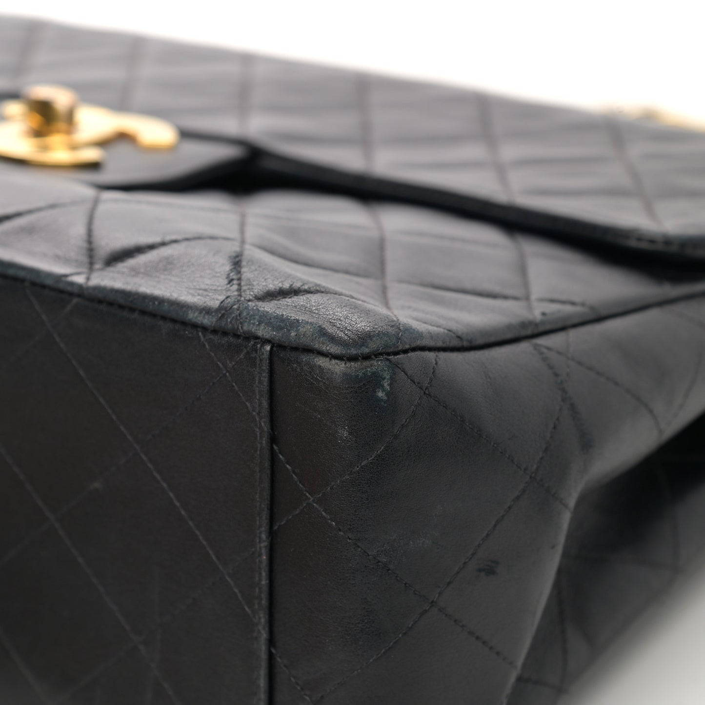 Lambskin Quilted XL Jumbo Single Flap Black