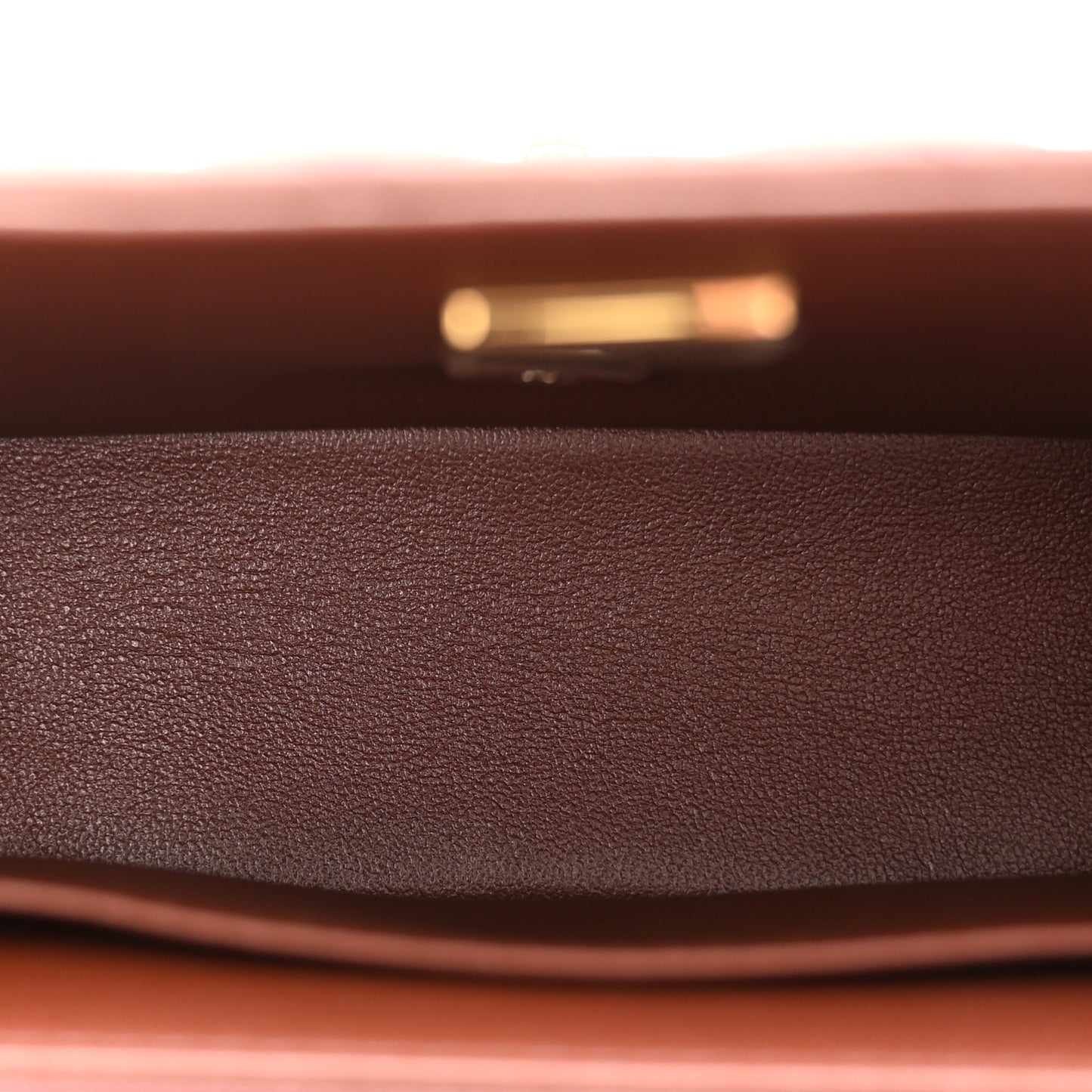 Lambskin Quilted Mini Top Handle Rectangular Flap Dark Brown